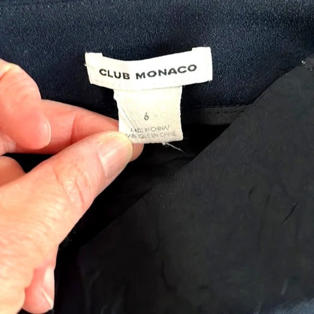 Club Monaco Tuxedo Pants crop navy with printed silk insert size 6 - Picture 9 of 11